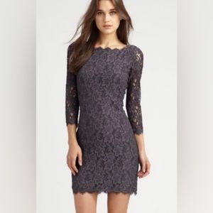 Diane Von Furstenberg “Zarita” slinky lace zip up dress